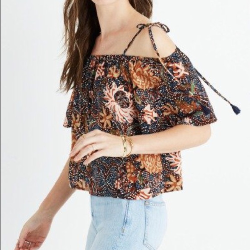 NWT Madewell Silk Off-the-Shoulder Top (Medium)